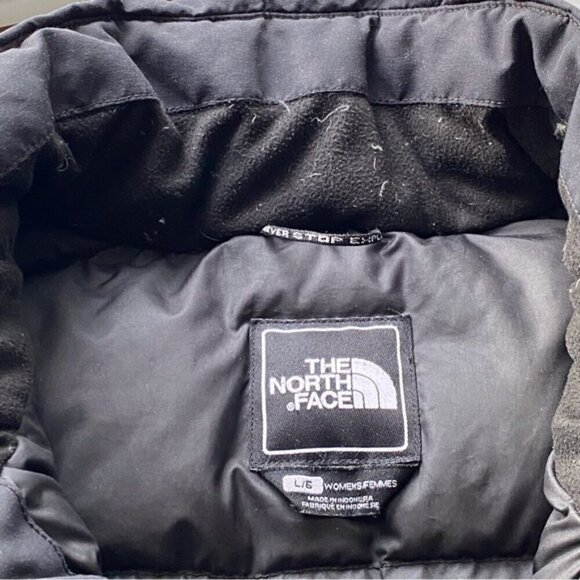 North Face Coat Woman Large Black Hyvent Down Filled Adjustable Pockets NO HOOD - Picture 11 of 16